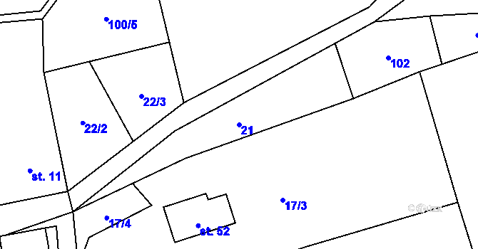 Parcela st. 21 v KÚ Lhoty, Katastrální mapa