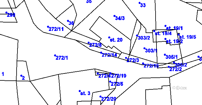Parcela st. 272/14 v KÚ Lhoty, Katastrální mapa