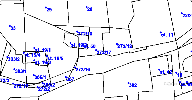 Parcela st. 272/17 v KÚ Lhoty, Katastrální mapa
