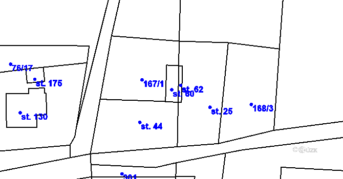 Parcela st. 60 v KÚ Lhoty, Katastrální mapa