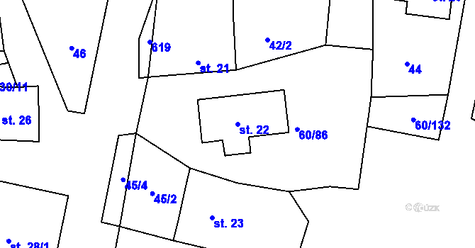 Parcela st. 22 v KÚ Vortová, Katastrální mapa