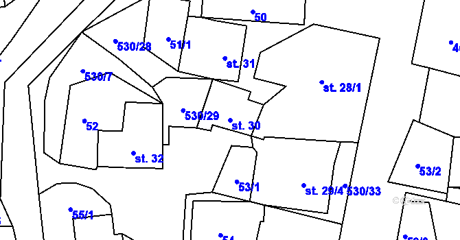 Parcela st. 30 v KÚ Vortová, Katastrální mapa