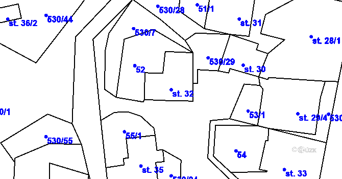 Parcela st. 32 v KÚ Vortová, Katastrální mapa