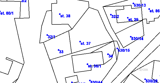 Parcela st. 37 v KÚ Vortová, Katastrální mapa