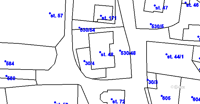 Parcela st. 48 v KÚ Vortová, Katastrální mapa