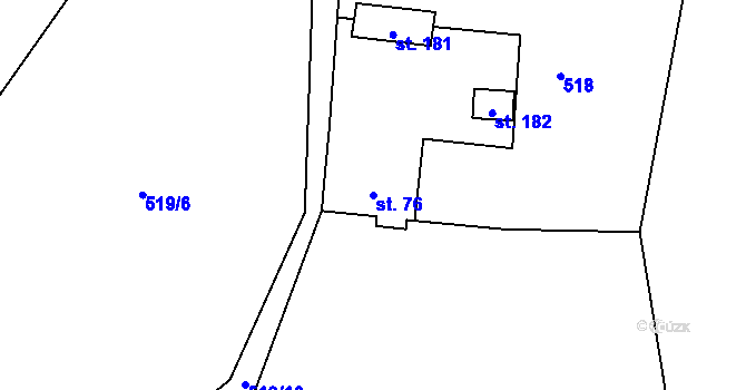 Parcela st. 76 v KÚ Vortová, Katastrální mapa
