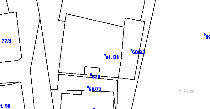 Parcela st. 81 v KÚ Vortová, Katastrální mapa