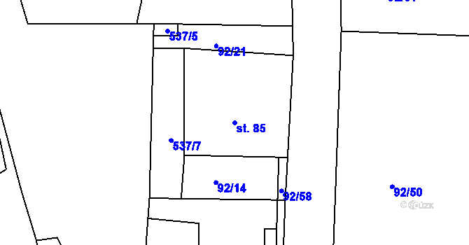 Parcela st. 85 v KÚ Vortová, Katastrální mapa