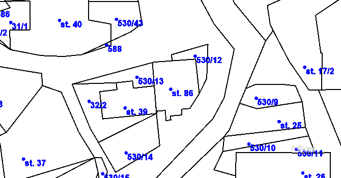Parcela st. 86 v KÚ Vortová, Katastrální mapa