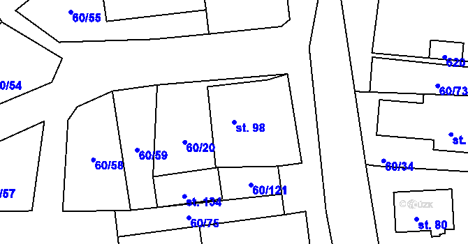 Parcela st. 98 v KÚ Vortová, Katastrální mapa