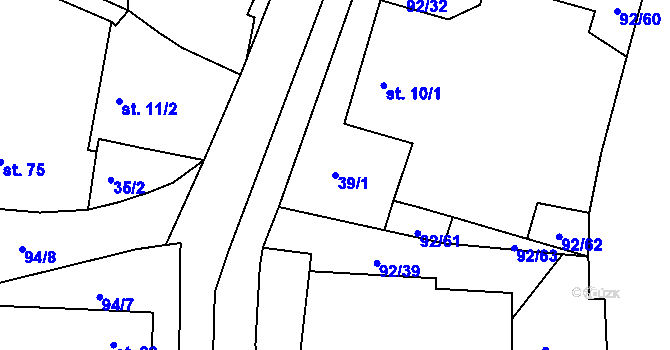 Parcela st. 39/1 v KÚ Vortová, Katastrální mapa