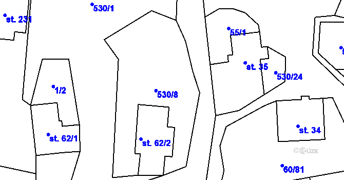 Parcela st. 55/2 v KÚ Vortová, Katastrální mapa