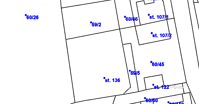 Parcela st. 59/3 v KÚ Vortová, Katastrální mapa