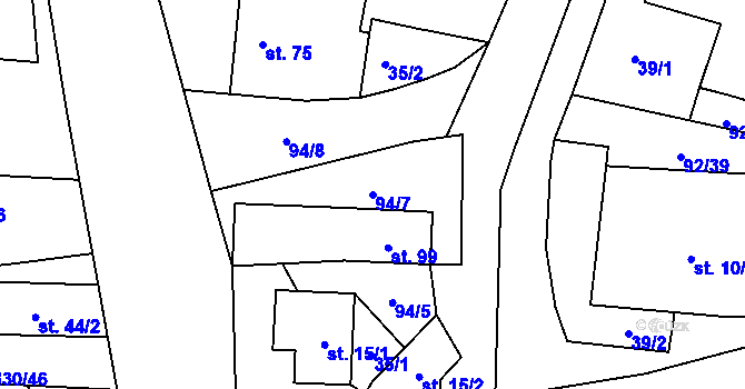 Parcela st. 94/7 v KÚ Vortová, Katastrální mapa