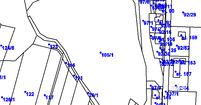 Parcela st. 105/1 v KÚ Vortová, Katastrální mapa