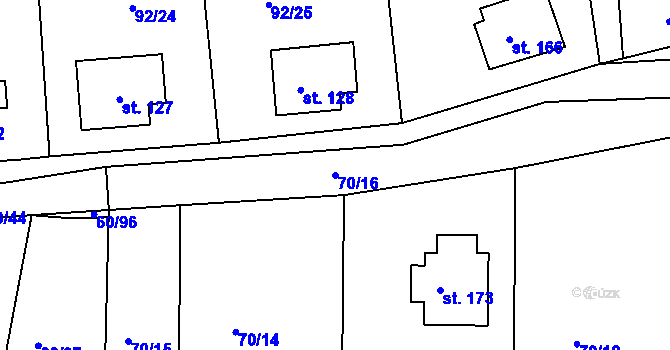 Parcela st. 70/16 v KÚ Vortová, Katastrální mapa