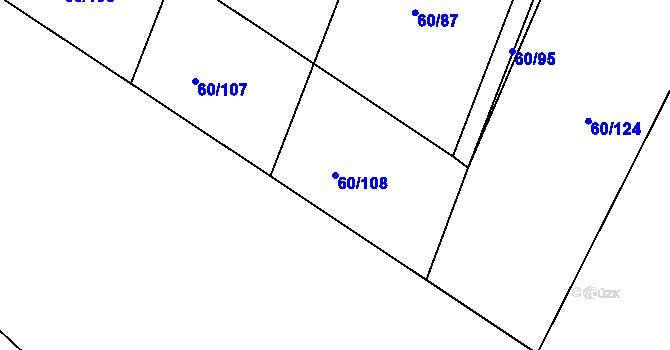 Parcela st. 60/108 v KÚ Vortová, Katastrální mapa