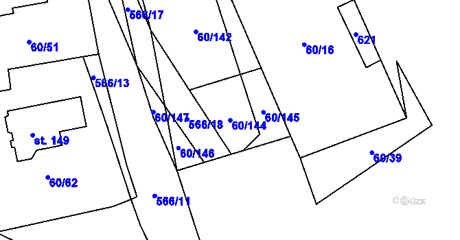 Parcela st. 60/144 v KÚ Vortová, Katastrální mapa