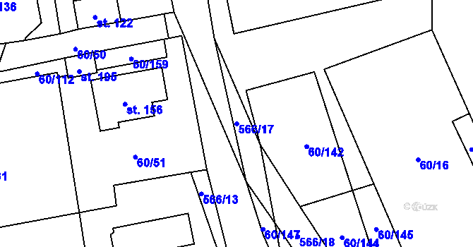 Parcela st. 566/17 v KÚ Vortová, Katastrální mapa