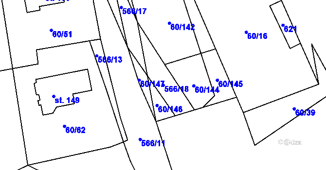 Parcela st. 566/18 v KÚ Vortová, Katastrální mapa