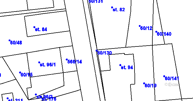 Parcela st. 60/130 v KÚ Vortová, Katastrální mapa