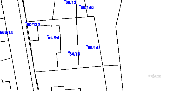 Parcela st. 60/141 v KÚ Vortová, Katastrální mapa