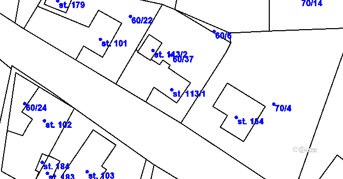 Parcela st. 113/1 v KÚ Vortová, Katastrální mapa