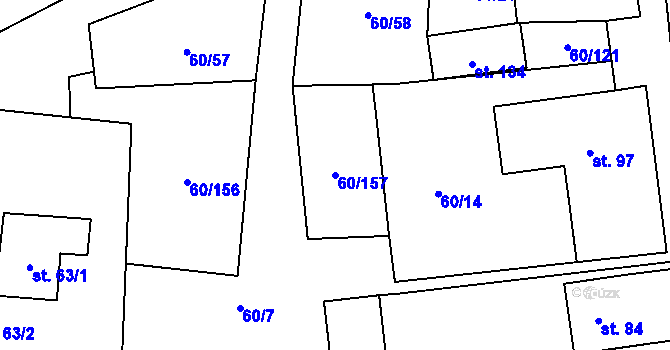 Parcela st. 60/157 v KÚ Vortová, Katastrální mapa