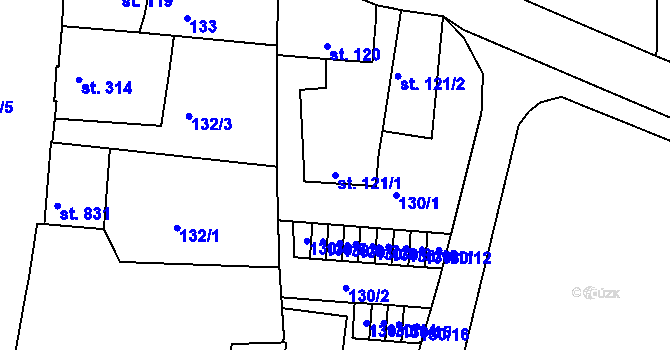 Parcela st. 121/1 v KÚ Votice, Katastrální mapa
