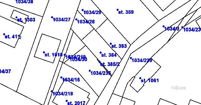 Parcela st. 384 v KÚ Votice, Katastrální mapa
