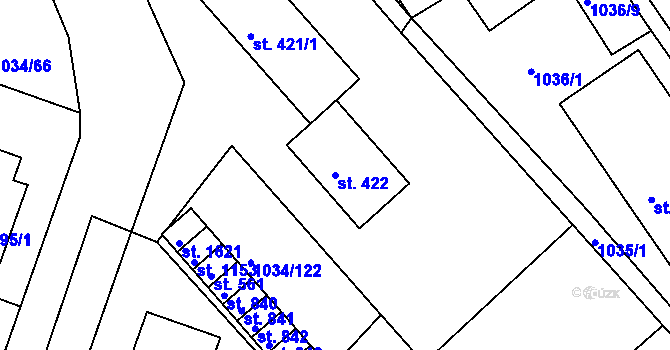 Parcela st. 422 v KÚ Votice, Katastrální mapa