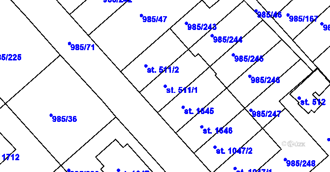 Parcela st. 511/1 v KÚ Votice, Katastrální mapa