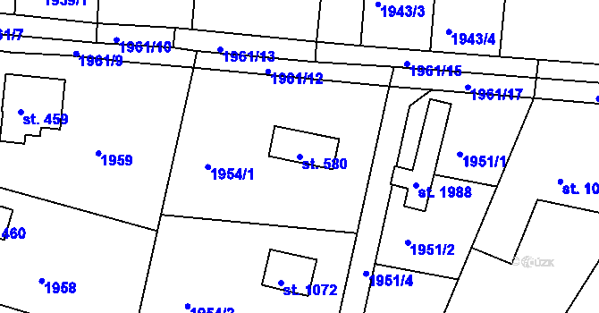 Parcela st. 580 v KÚ Votice, Katastrální mapa