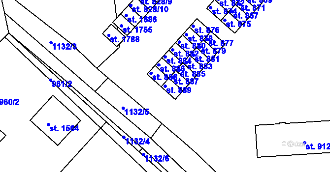 Parcela st. 889 v KÚ Votice, Katastrální mapa