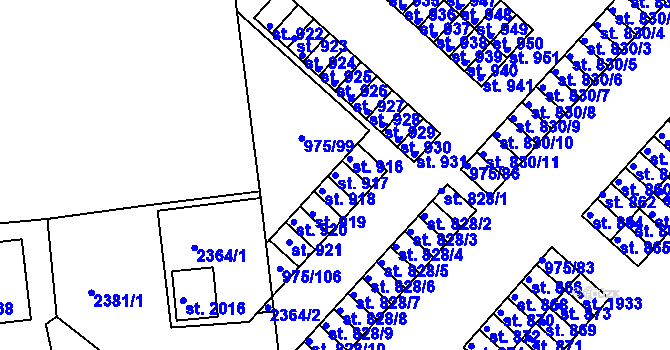 Parcela st. 917 v KÚ Votice, Katastrální mapa