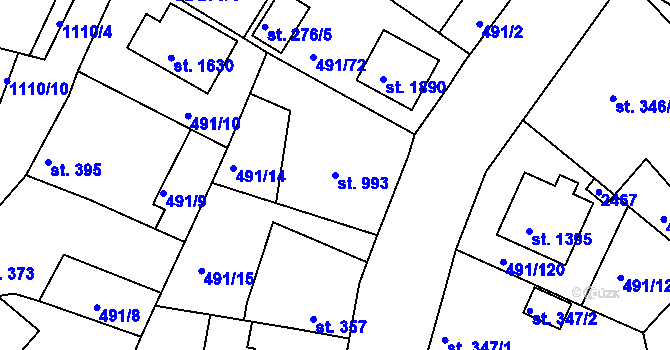 Parcela st. 993 v KÚ Votice, Katastrální mapa