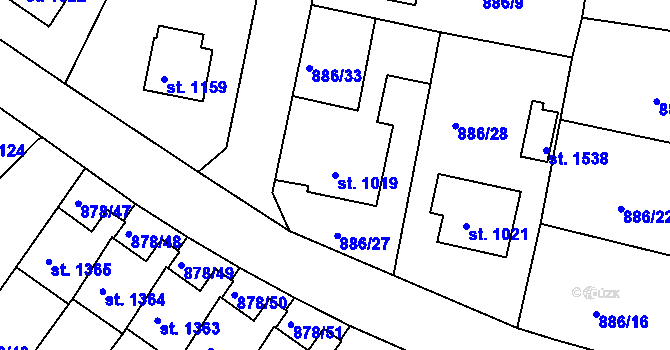 Parcela st. 1019 v KÚ Votice, Katastrální mapa