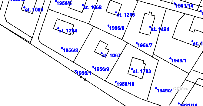 Parcela st. 1067 v KÚ Votice, Katastrální mapa