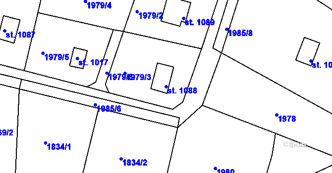 Parcela st. 1088 v KÚ Votice, Katastrální mapa