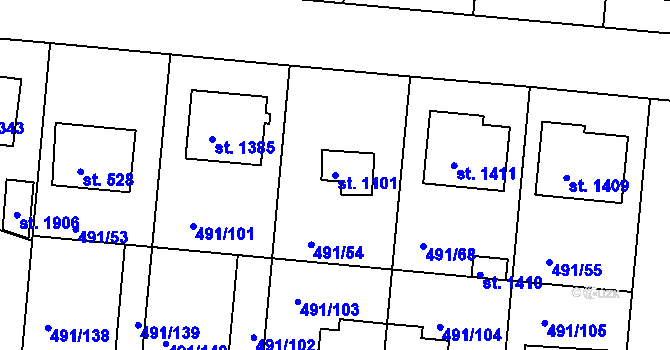 Parcela st. 1101 v KÚ Votice, Katastrální mapa
