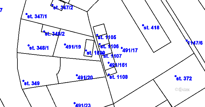 Parcela st. 1107 v KÚ Votice, Katastrální mapa
