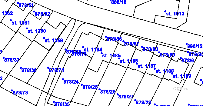 Parcela st. 1185 v KÚ Votice, Katastrální mapa