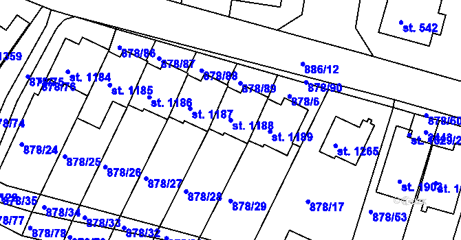 Parcela st. 1188 v KÚ Votice, Katastrální mapa