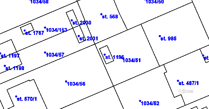 Parcela st. 1196 v KÚ Votice, Katastrální mapa