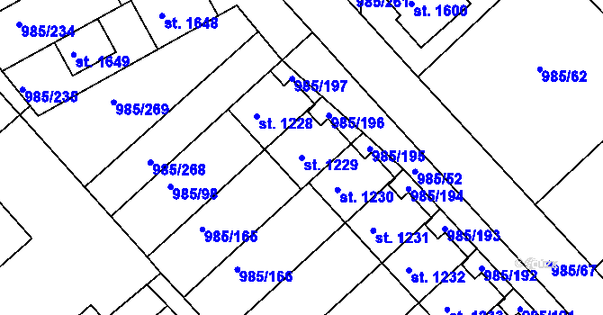 Parcela st. 1229 v KÚ Votice, Katastrální mapa