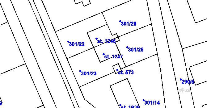 Parcela st. 1247 v KÚ Votice, Katastrální mapa