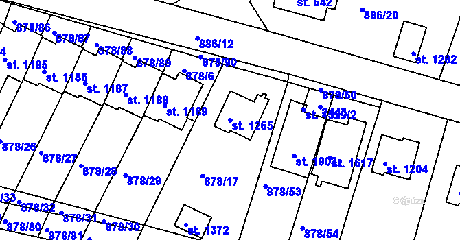 Parcela st. 1265 v KÚ Votice, Katastrální mapa