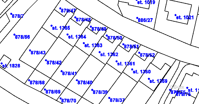 Parcela st. 1362 v KÚ Votice, Katastrální mapa