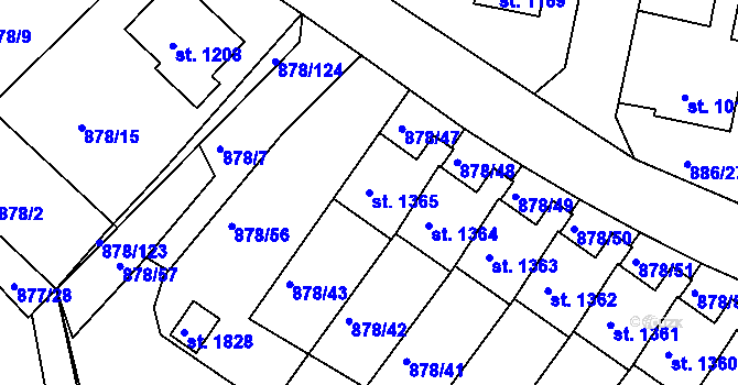Parcela st. 1365 v KÚ Votice, Katastrální mapa