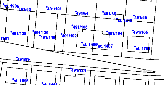Parcela st. 1406 v KÚ Votice, Katastrální mapa
